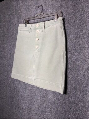 Madewell Light Sage Green Button-Front Mini Skirt